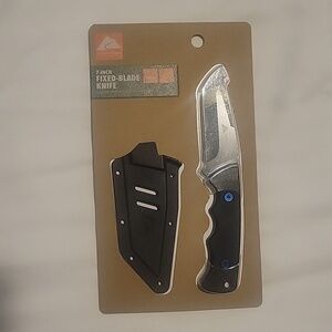 Ozark Trail 7” Fixed Blade Knife w/Black Polypropylene Handle & Sheath, NWT